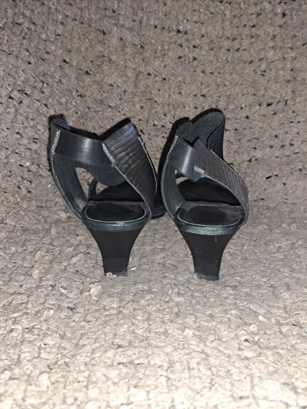 UNITED NUDE-Raila Mid-Black/Silver Metallic-Elastic Band Heels-Sz 38-Excellent - Picture 6 of 7
